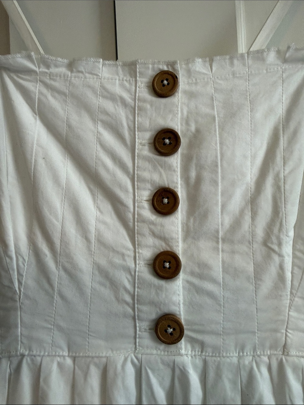 Free People White Poplin Button-Front Spaghetti Strap Sundress | XS - Picture 2 of 5